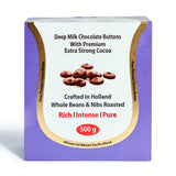 Deep Milk Chocolate Couverture Buttons || 35.5% Cocoa, 21.1% Milk Solids (500g)