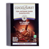70% Intense Dark Chocolate 30% Cranberry & Blueberry