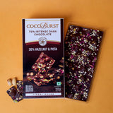 70% Intense Dark Chocolate || 30% Hazelnut & Pista