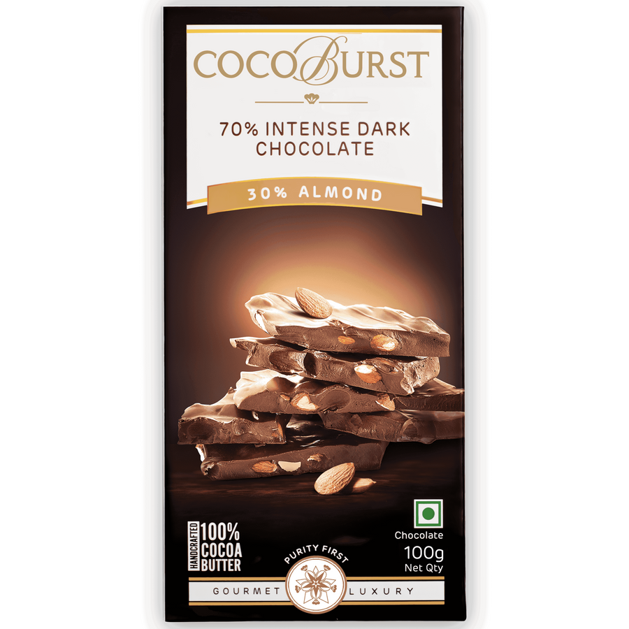 70% Intense Dark Chocolate 30% Almonds - 100g/200g