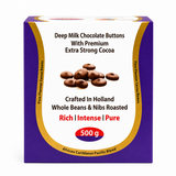 Deep Milk Chocolate Couverture Buttons || 35.5% Cocoa, 21.1% Milk Solids (500g)