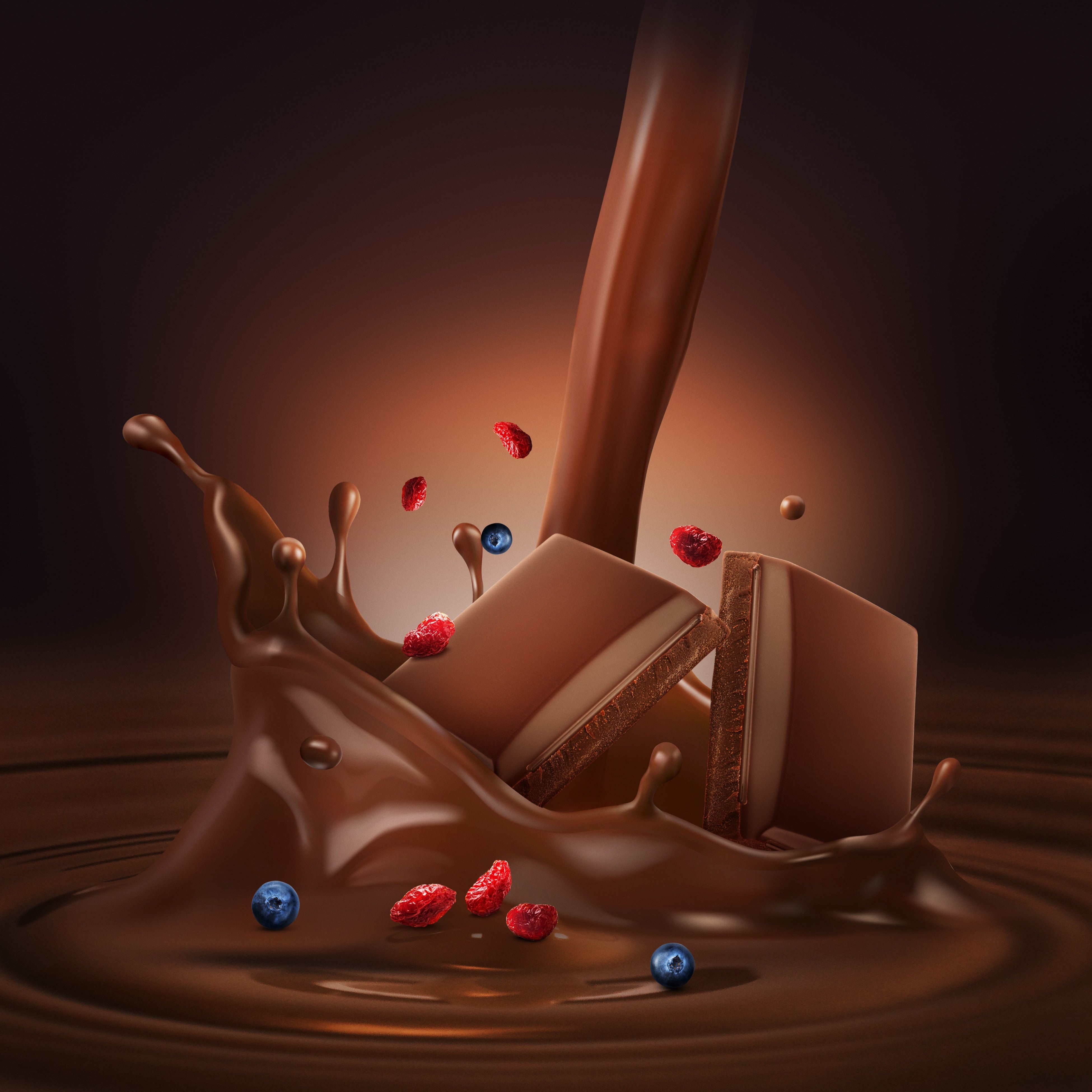 70% Intense Dark Chocolate 30% Cranberry & Blueberry
