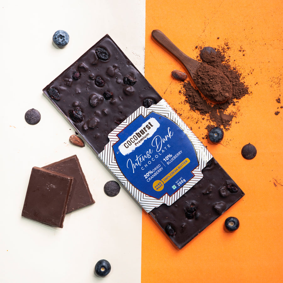 Intense Dark Chocolate with Cranberry and Blueberry - 200gms