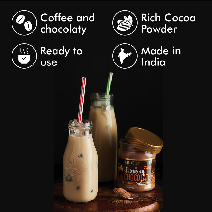 DIY Drinking Chocolate Hamper with Mocha/Cinnamon/Cocoa powder, Syrup, mug, marshmallows in a tray