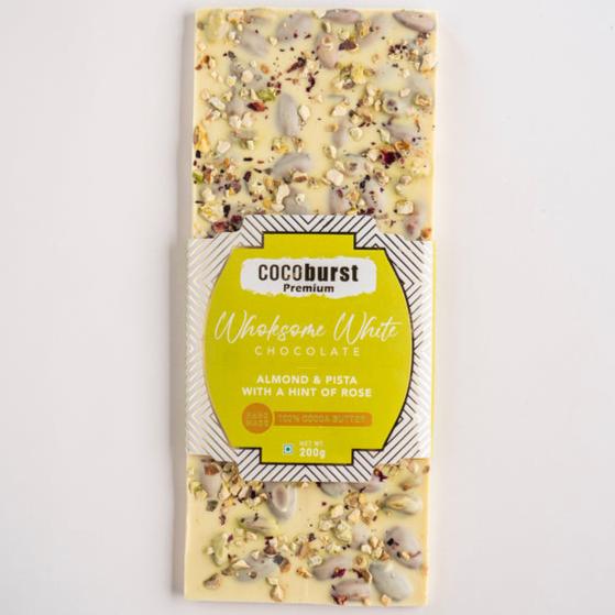 White Chocolate 30% Almond & Pista - 50g/100g/200g